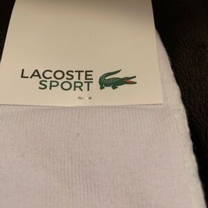 LACOSTE mens/unisex ankle sport 92% cotton white socks size 6-9 NWT